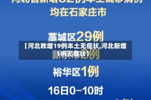 【河北昨增19例本土无症状,河北新增1例无症状】