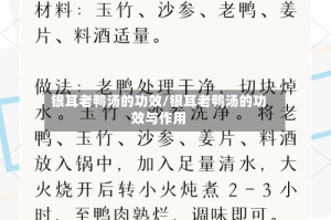 银耳老鸭汤的功效/银耳老鸭汤的功效与作用