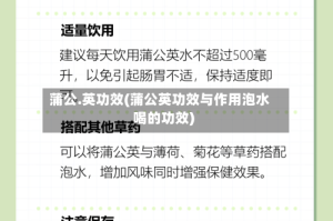 蒲公.英功效(蒲公英功效与作用泡水喝的功效)