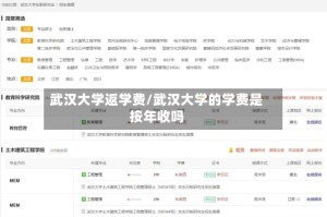 武汉大学返学费/武汉大学的学费是按年收吗
