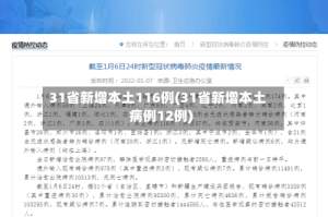 31省新增本土116例(31省新增本土病例12例)