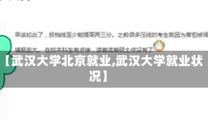【武汉大学北京就业,武汉大学就业状况】