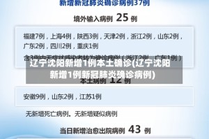 辽宁沈阳新增1例本土确诊(辽宁沈阳新增1例新冠肺炎确诊病例)