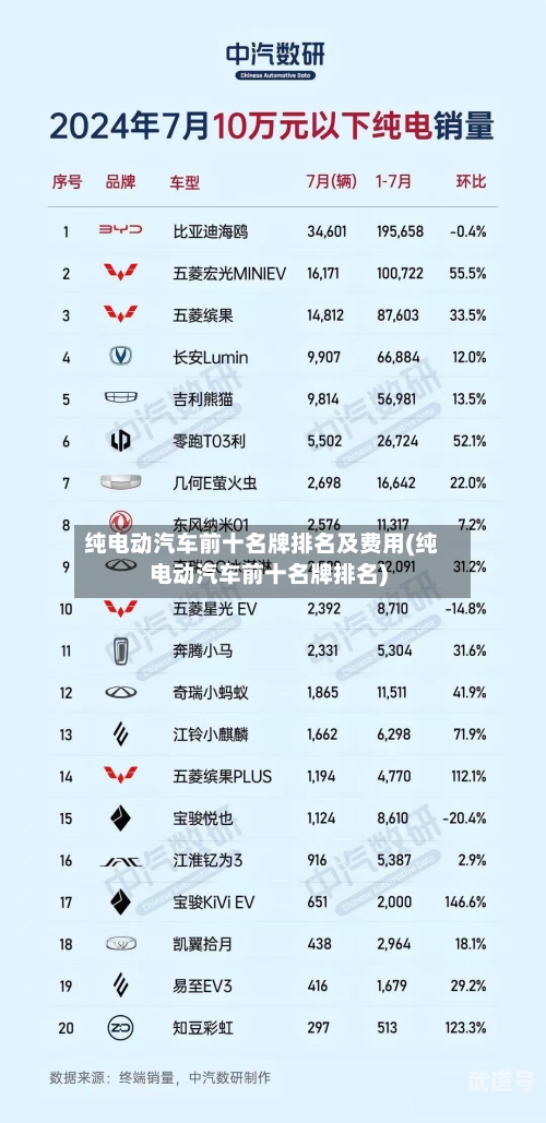 纯电动汽车前十名牌排名及费用(纯电动汽车前十名牌排名)-第2张图片